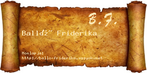 Balló Friderika névjegykártya